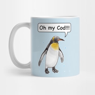 Oh my cod !!! Funny penguin shouting Mug